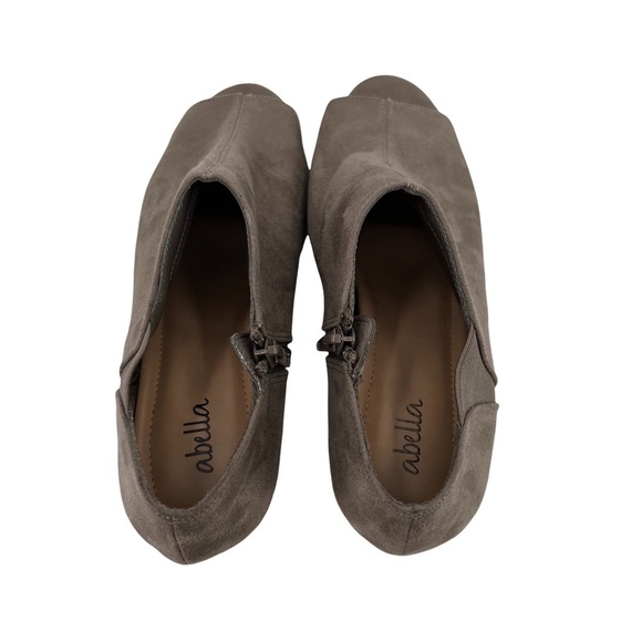 Abella Tan Suede Peep Toe Ankle Booties Size 6.5 Women’s - Picture 4 of 10